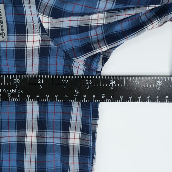 Wolverine Shirt Mens Large Blue Plaid Long Sleeve Button Down Cotton Blend - Picture 8 of 10